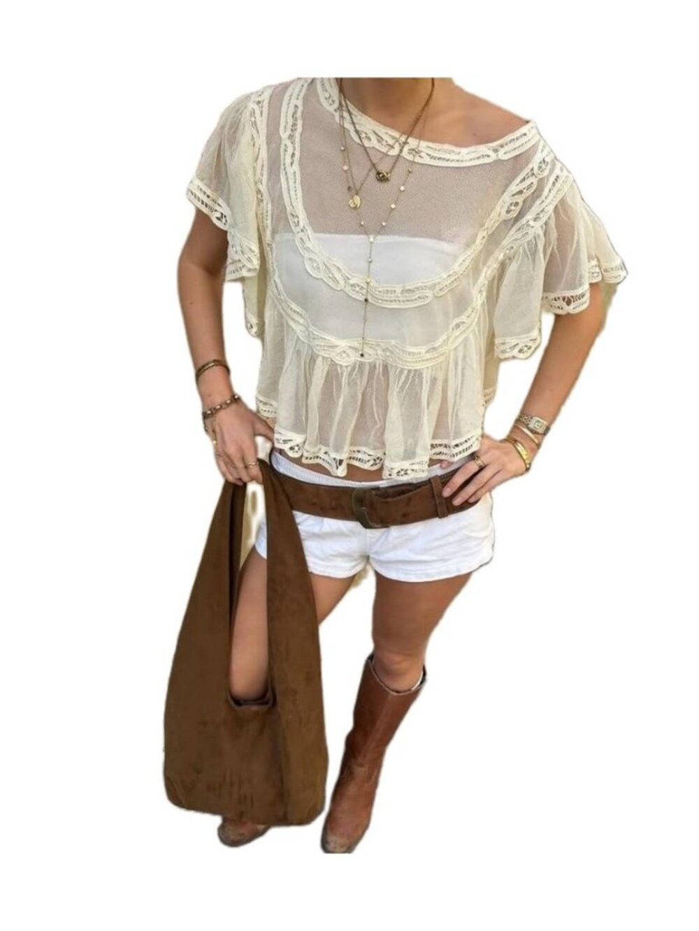Women Chiffon Poncho Top Mesh Sheer Shawl Wraps Capes Batwing Sleeve Blouse
